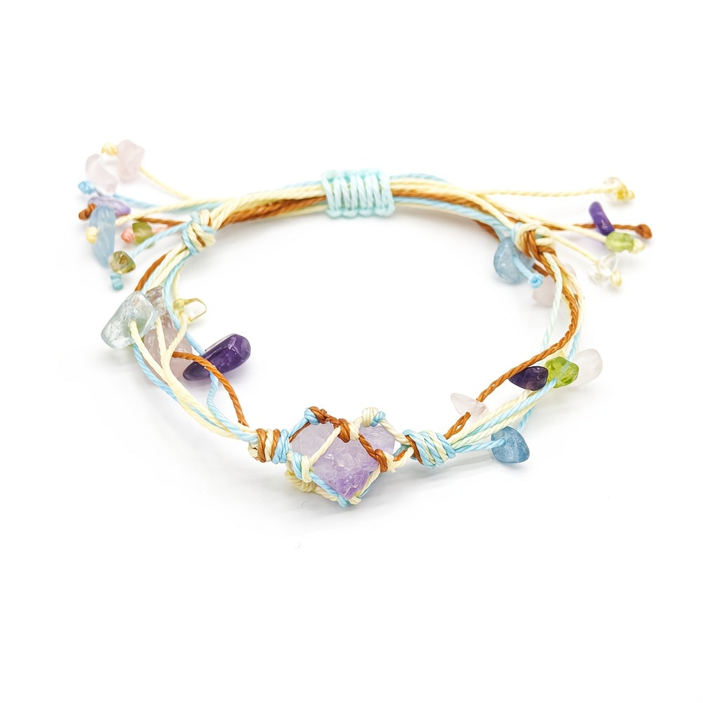 5  Natural Stone Braided Bracelet Raws Gemstones Energys Weave
